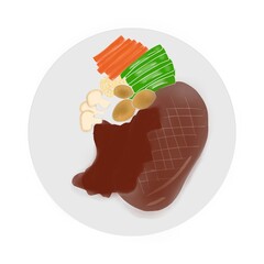 Beef steak and  vegetables 
