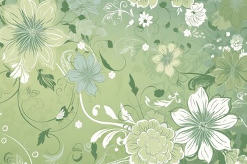 Seamless floral background green, Generative ai