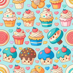 Kawaii Cupcake Pattern