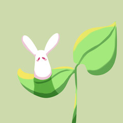 rabbit planting a tree baby rabbit loves the earth illustration There are cute colorful backgrounds with cute cartoon characters.