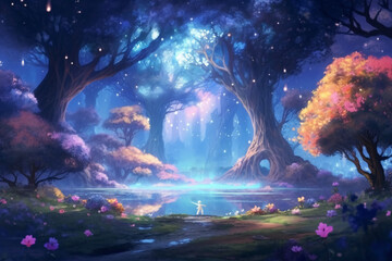 Obraz premium Like a dream like oil painting, the most ideal environment, fantasy fairy tale scenery