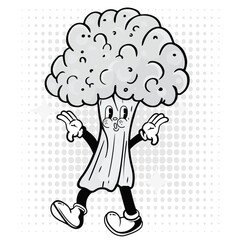 Cute comic book characters Doodle Line coloring retro cartoon style illustration, vintage character elements in trendy retro cartoon style. .