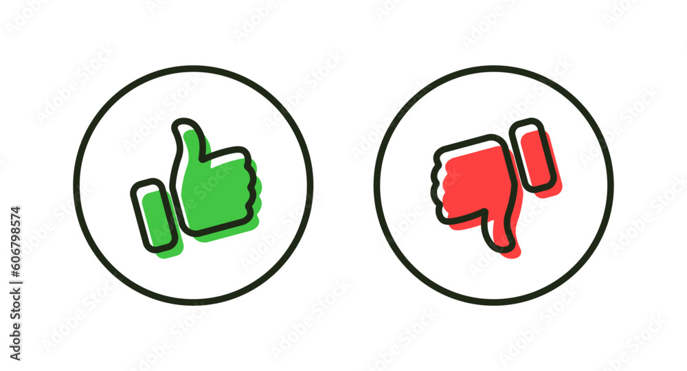 Poster like icon button. thumb up and thumb down icon sign. line flat style. social media notification icon