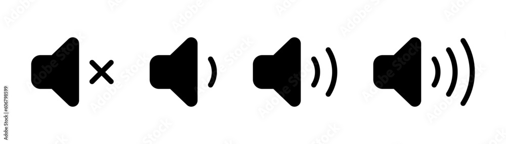 Poster volume icon set. vector speaker icons , audio, sound, mute, icon - video media player and control se