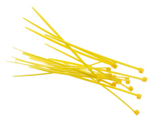 Plastic Cable tie in yellow to hold cable together or wrap around things for electrician,...