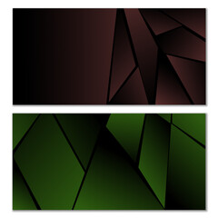 Abstract polygonal pattern. Set of two dark gradient polygonal backgrounds. Background design, cover, postcard, banner, wallpaper