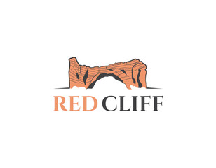 Classic Retro Red Cliff Logo Design Template