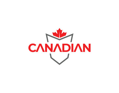 Simple Shield With Canada leaf Corporate Business Logo Design Template