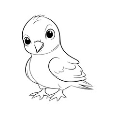 Cute Bird Coloring Book Cartoon Ilustration-01