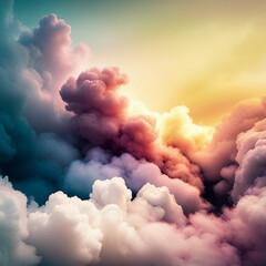 Symbiosis of colorful smoke cloud, created with generative AI technology