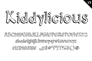 Handcrafted Kiddylicious Letters. Color creative art typographic design