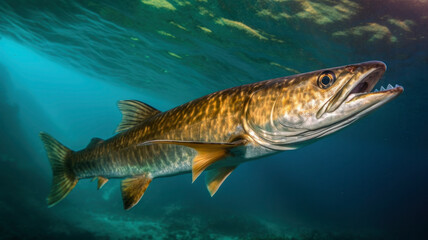 Fototapeta premium Barracuda created with Generative AI technology