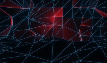 3d render of RGB neon light on darkness background. Abstract Laser lines show at night. Ultraviolet spectrum beam scene