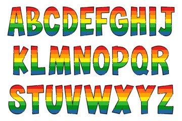 Handcrafted Rainbow Letters. Color Creative Art Typographic Design