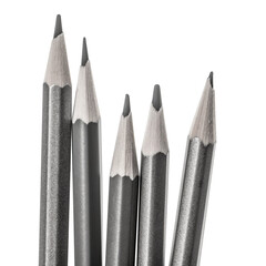 Pencils on transparent background, graphite, png, cut out.