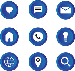 social media blue and white combination icon sets.