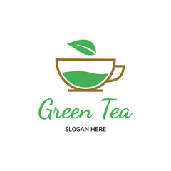 Green tea logo design in flat design