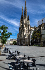 Square With View To Cathedral Saint Andre In The City Of Bordeaux In France