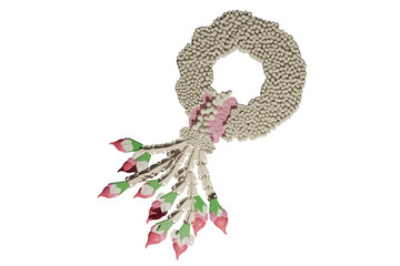 Mother's Day modern background with decor elements, garland, Valentine Day banner, pink heart