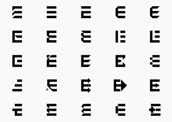 Letter E logo design, Set Logo Design Icon Symbol