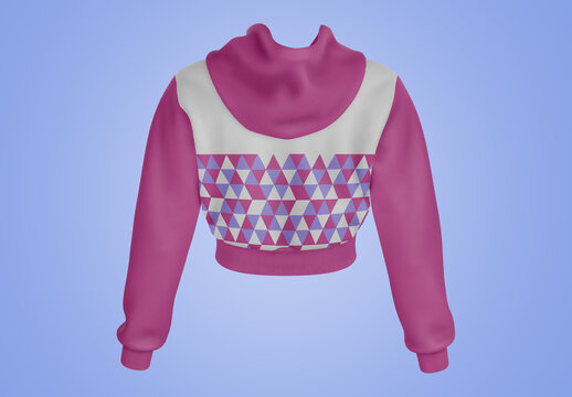 Women's Short Hoodie Mockup - Back View
