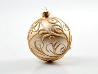 Golden christmas ornament isolated on a white background, generative ai