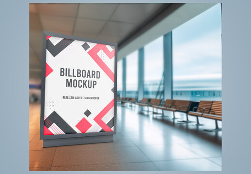 Airport Terminal Billboard Mockup