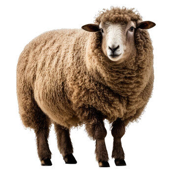 brown sheep isolated on white