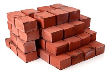 red brick isolated on white background. Generated by AI.