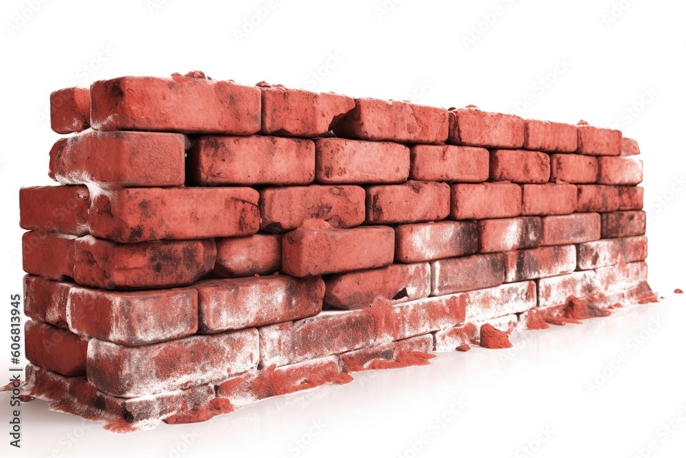 Poster red brick isolated on white background. generated by ai.