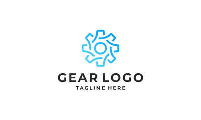 Simple gear line logo design vector illustration