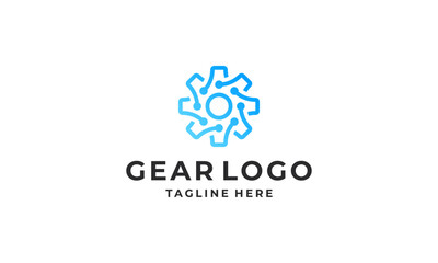 Simple gear technology line logo design vector illustration