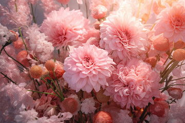 ピンクのダリアの花束