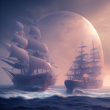 ship in the sea at night