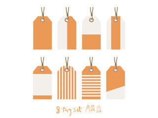 ラベル・タグの素材セット8個入【オレンジ】 Tag ( label ) 8set 