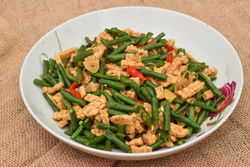Oseng tempe or stir fry tempeh. Delicious food made from tempeh, chili, garlic and other ingredients. have good nutrition for the body.