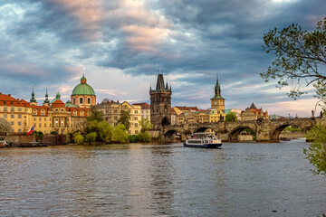 Fototapeta na wymiar Old town of Prague and Charles bridge