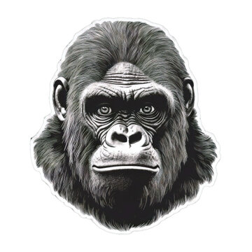 gorilla, sticker design, isolated on transparent background, Generative AI
