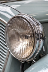 Headlight of old vintage car