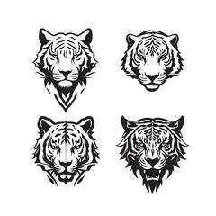 Tiger line drawing illustration isolated vector