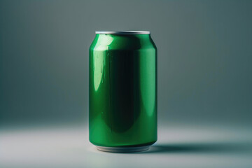 Green beverage can standing alone. Generative AI
