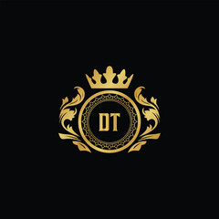 Luxury royal wing letter DA-DZ crest gold color logo vector image