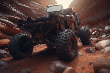 Fototapeta na wymiar Unraveling Mars with a Modern Rover. Generative AI