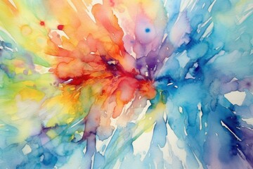 Color strokes watercolour painting art. Colourful Ink Splash. Generative AI Illustration