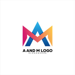 initial a and m gradient design logo