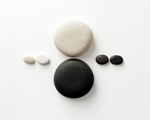 Black and white zen stones isolated on white background