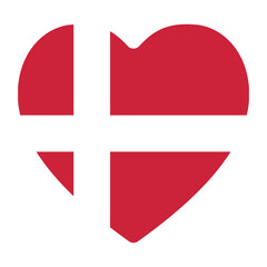 Flag of Denmark. Danish Flag in heart sha[e