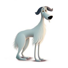 Obraz na płótnie Canvas Borzoi dog illustration cartoon 3d isolated on white. Generative AI