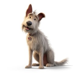 Berger Picard dog illustration cartoon 3d isolated on white. Generative AI