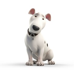 Bull Terrier dog illustration cartoon 3d isolated on white. Generative AI